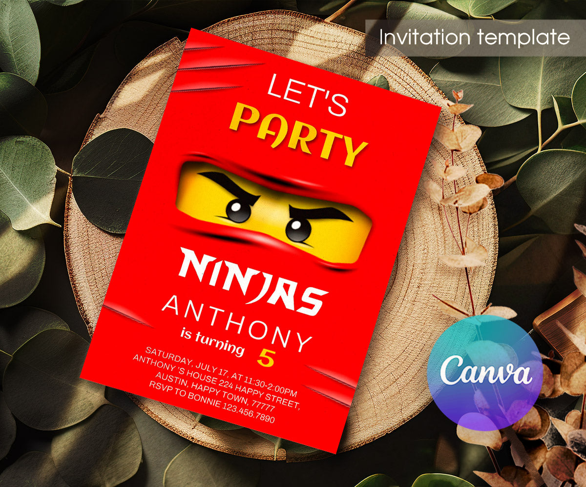 Ninjago Minifigures Lego customizable invitation template | Share or Print | TR222