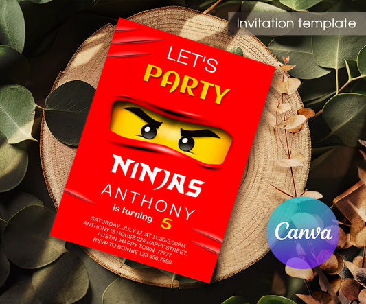 Ninjago Minifigures Lego customizable invitation template | Share or Print | TR222