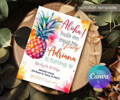 Aloha Luau Party customizable invitation template | Share or Print | girl | VR183