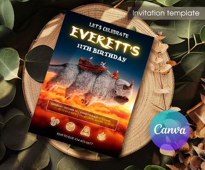 Avatar The Last Airbender customizable invitation template | Share or Print | SR187