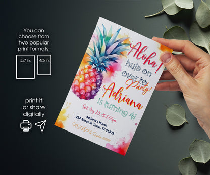 Aloha Luau Party customizable invitation template | Share or Print | girl | VR183