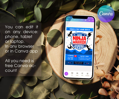 American Ninja Warrior customizable invitation template | Share or Print | TB693