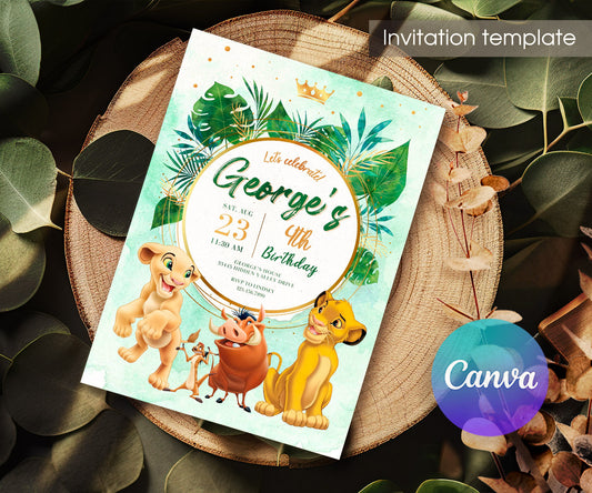 Lion King Simba customizable invitation template | Share or Print | RZ945
