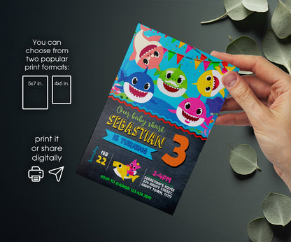 Baby Shark customizable invitation template | Share or Print | CC838