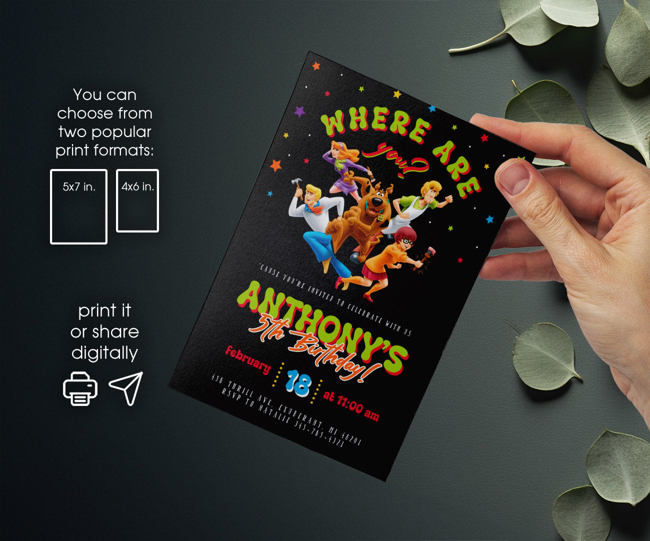 Scooby-Doo customizable invitation template | Share or Print | JE581