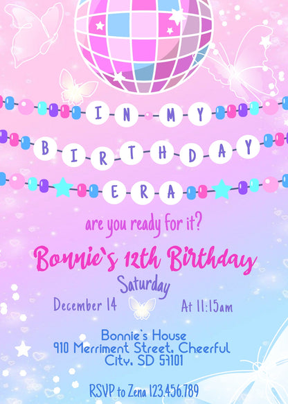 Taylor Swift Eras Tour customizable invitation template | Share or Print | girl | RE014