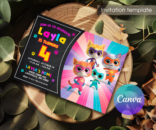 SuperKitties customizable invitation template | Share or Print | UD783