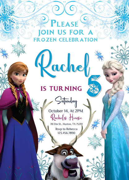 Frozen Elsa customizable invitation template | Share or Print | girl | HB585