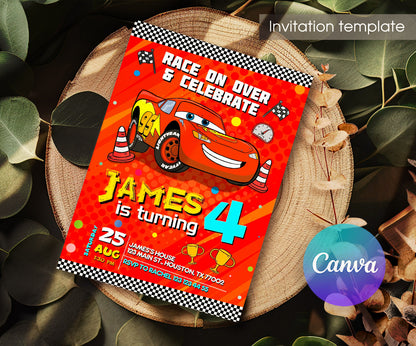 Cars Lightning McQueen customizable invitation template | Share or Print | boy | EU980
