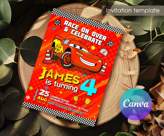 Cars Lightning McQueen customizable invitation template | Share or Print | boy | EU980