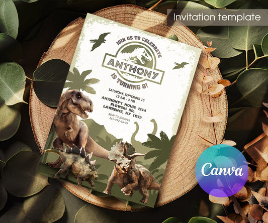 Jurassic World Dinosaur customizable invitation template | Share or Print | IL314