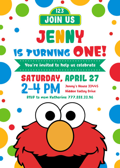 Sesame Street Elmo customizable invitation template | Share or Print | GM798