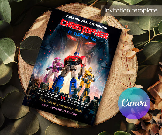 Transformers One Rescue Bots customizable invitation template | Share or Print | boy | KJ256
