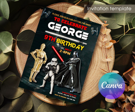 Star Wars Darth Vader customizable invitation template | Share or Print | boy | VY034