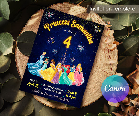 Disney Princess customizable invitation template | Share or Print | girl | OB136