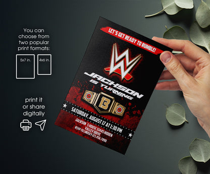 Wrestling WWE WrestleMania customizable invitation template | Share or Print | boy | NS868