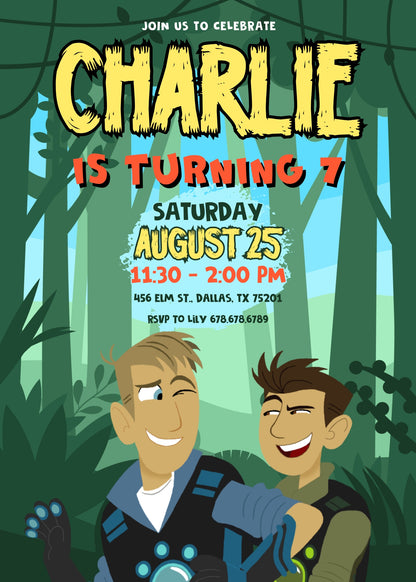 Wild Kratts Creature Hero customizable invitation template | Share or Print | VL178