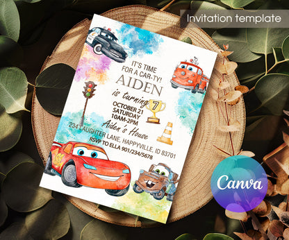 Cars Lightning McQueen customizable invitation template | Share or Print | boy | GW672