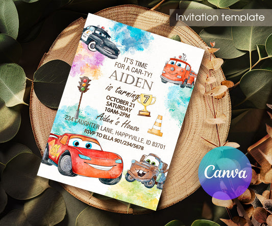 Cars Lightning McQueen customizable invitation template | Share or Print | boy | GW672