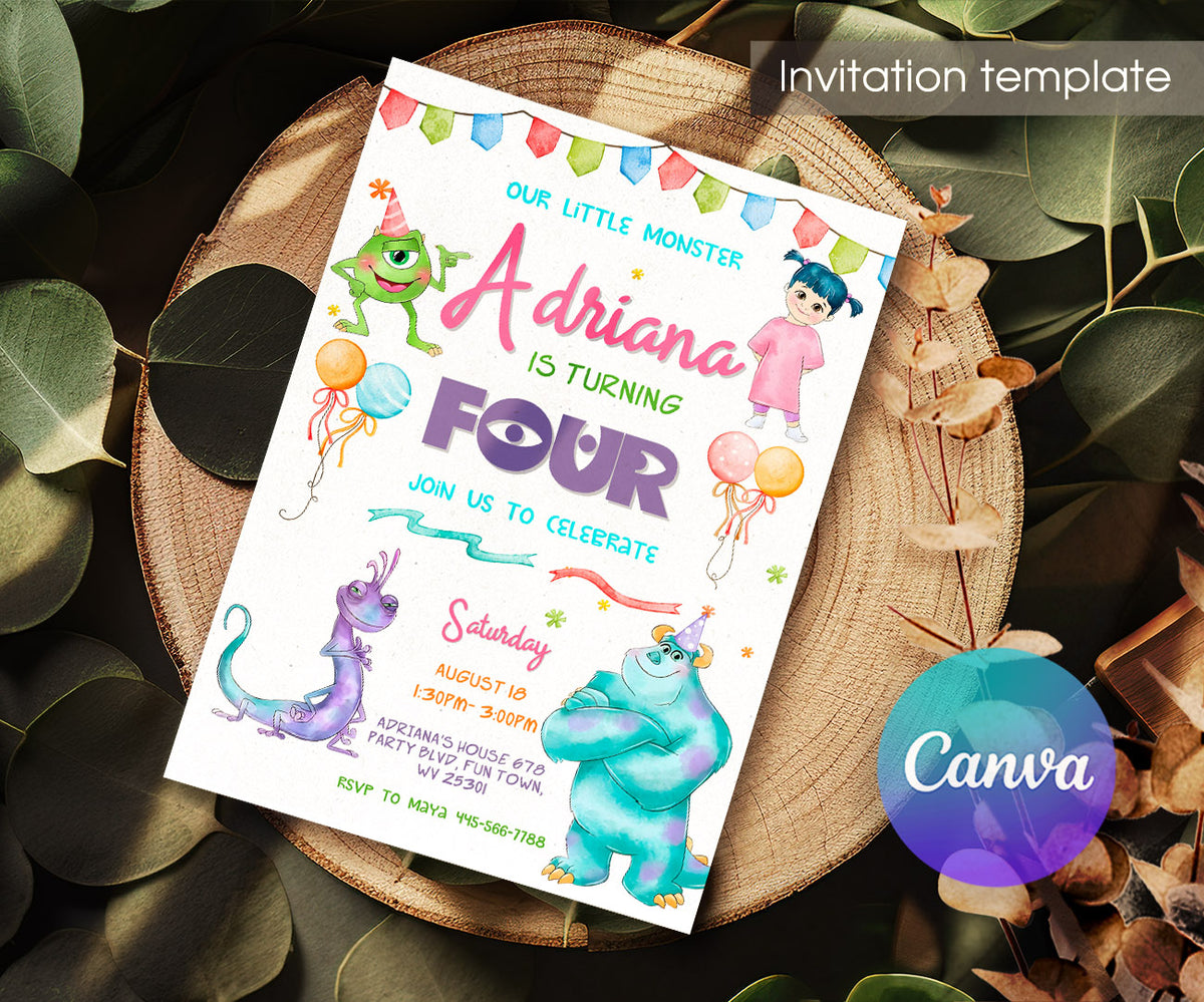 Monsters, Inc. customizable invitation template | Share or Print | SP012