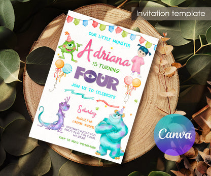 Monsters, Inc. customizable invitation template | Share or Print | SP012