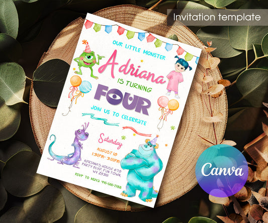 Monsters, Inc. customizable invitation template | Share or Print | SP012