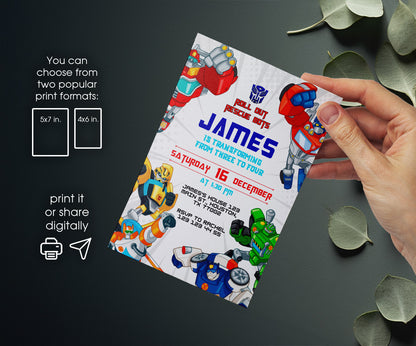 Transformers Rescue Bots customizable invitation template | Share or Print | boy | UL183