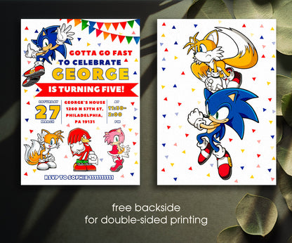 Sonic the Hedgehog customizable invitation template | Share or Print | EI924