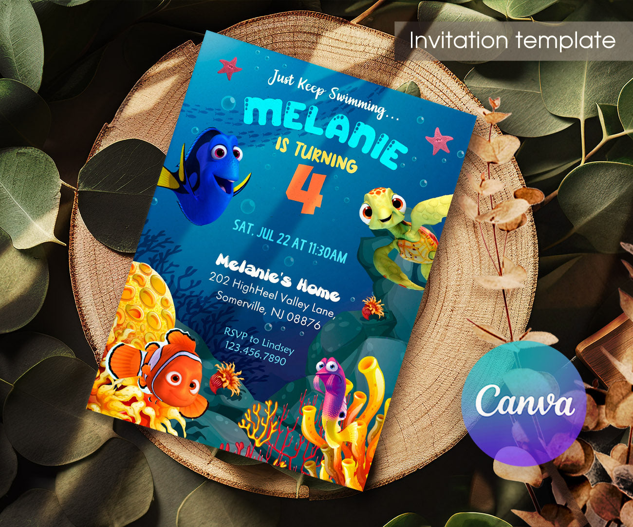 Finding Nemo customizable invitation template | Share or Print | MR362