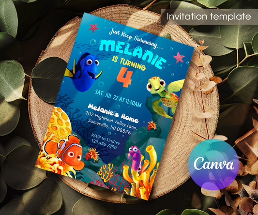 Finding Nemo customizable invitation template | Share or Print | MR362