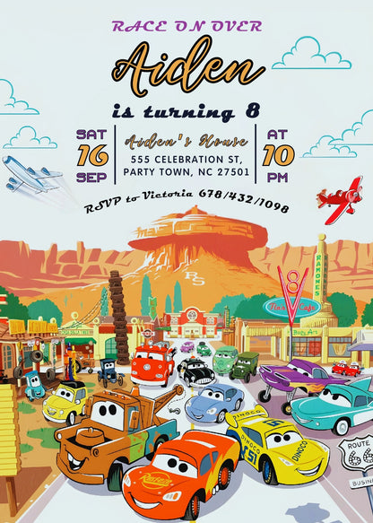 Cars Lightning McQueen customizable invitation template | Share or Print | boy | AW197