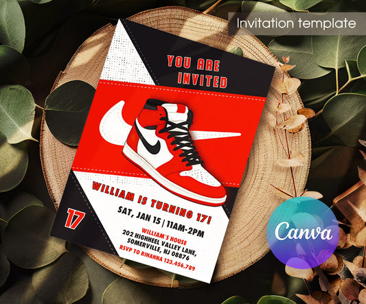 Sneaker Ball Air Jordan Nike customizable invitation template | Share or Print | RT380