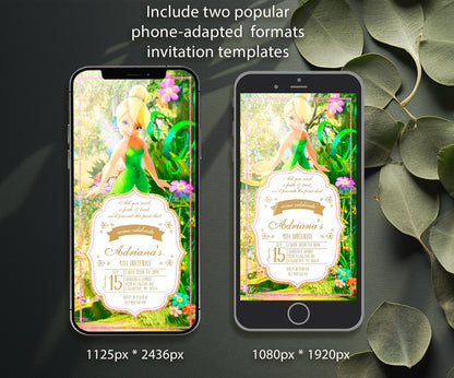 Tinker Bell Fairy Princess customizable invitation template | Share or Print | girl | ES840
