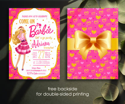Barbie Pink customizable invitation template | Share or Print | girl | KM796