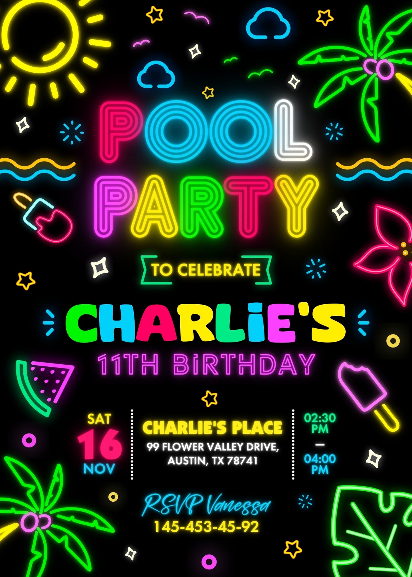 Pool Party customizable invitation template | Share or Print | boy | CB035