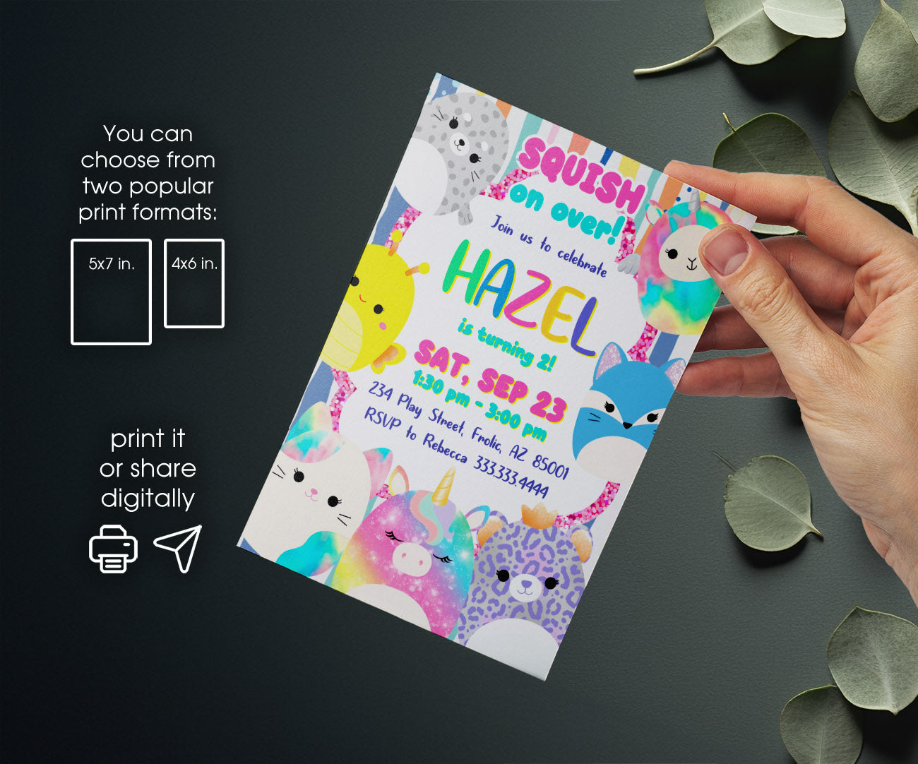Squishmallows customizable invitation template | Share or Print | EP620