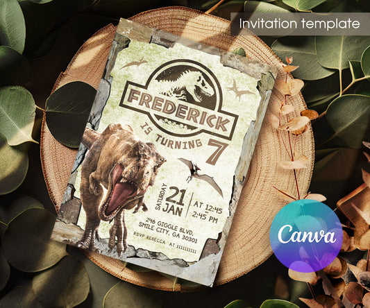 Jurassic Park Dinosaur customizable invitation template | Share or Print | TD439