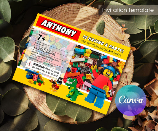 Lego Minifigures customizable invitation template | Share or Print | XA763