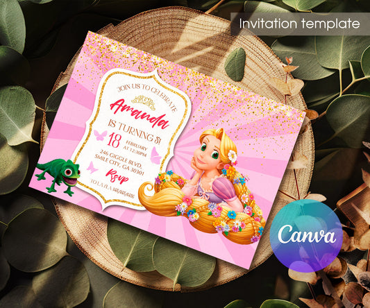 Rapunzel Princess Tangled customizable invitation template | Share or Print | girl | WS027
