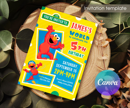 Sesame Street Elmo customizable invitation template | Share or Print | GC196
