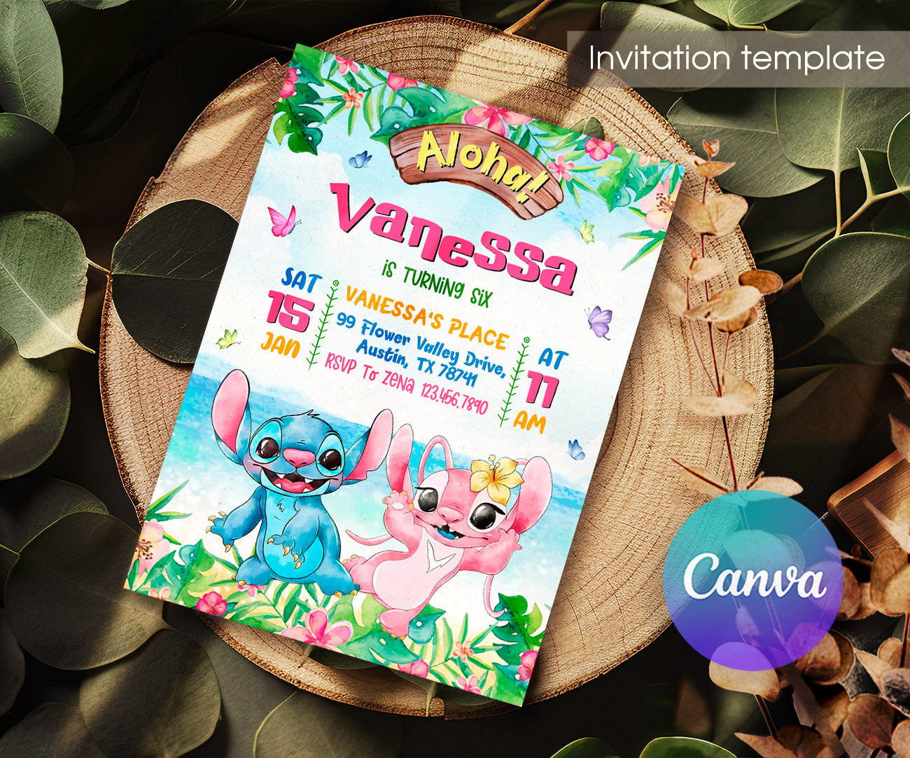 Lilo & Stitch Angel customizable invitation template | Share or Print | girl | PE521