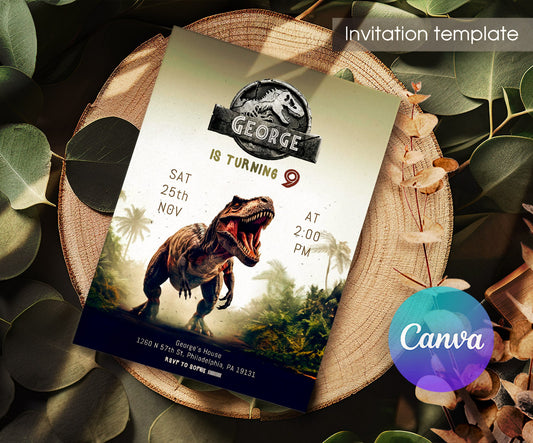 Jurassic World Dinosaur customizable invitation template | Share or Print | VS751