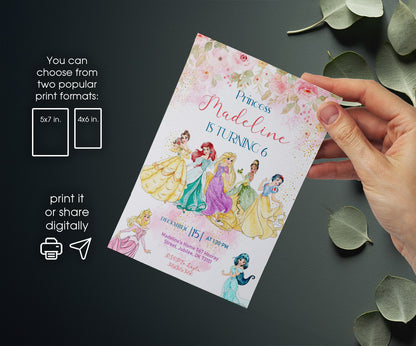 Disney Princess customizable invitation template | Share or Print | girl | FE691