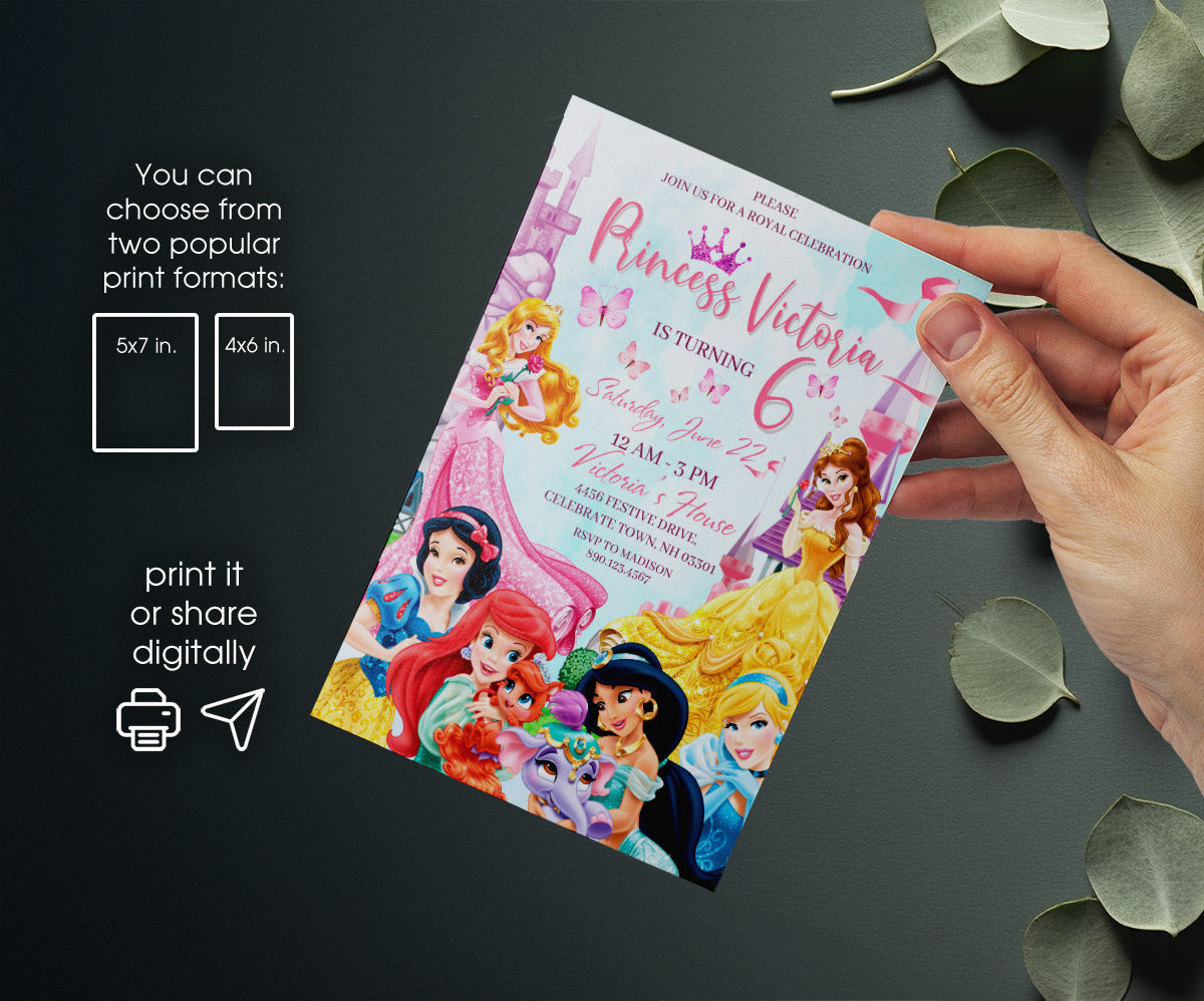 Disney Princess customizable invitation template | Share or Print | girl | NY853
