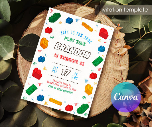 Lego customizable invitation template | Share or Print | NJ927