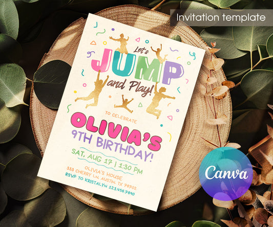 Trampoline Jump Party customizable invitation template | Share or Print | AK333