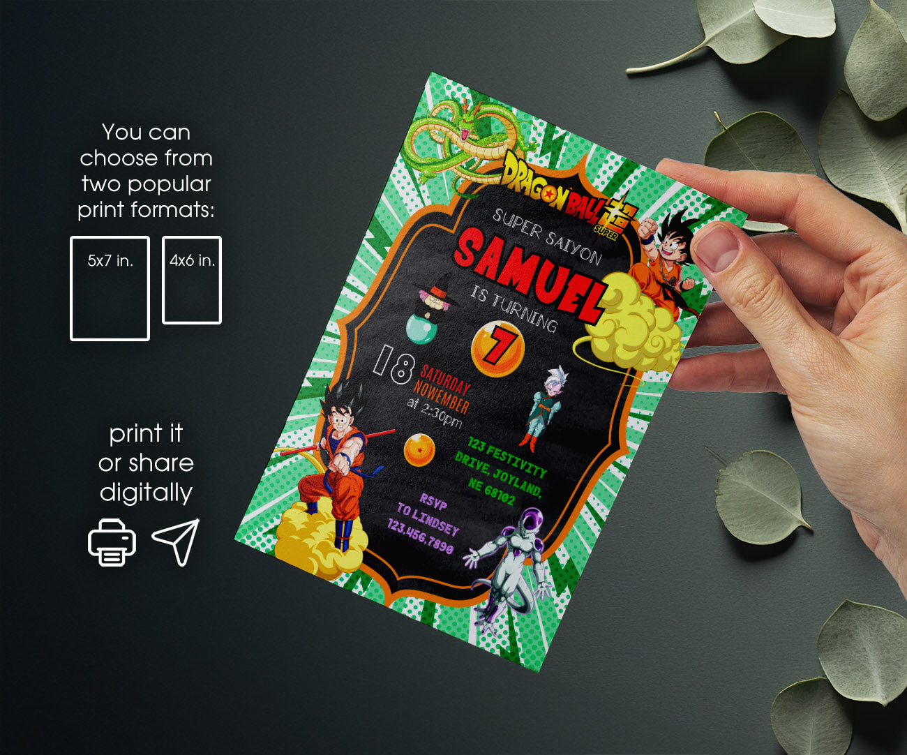 Dragon Ball Z Anime customizable invitation template | Share or Print | boy | WW411