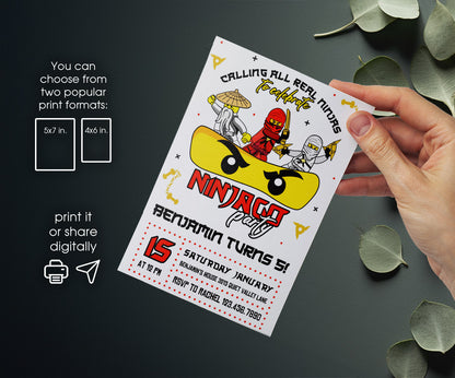 Ninjago Minifigures Lego customizable invitation template | Share or Print | DP459