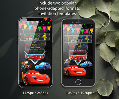 Cars Lightning McQueen customizable invitation template | Share or Print | boy | GX595