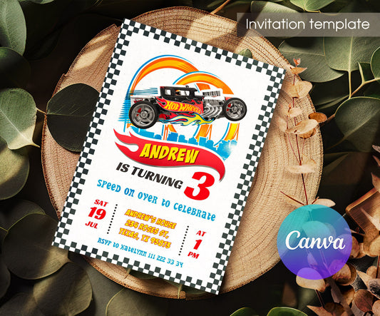 Hot Wheels Racing customizable invitation template | Share or Print | boy | VC942